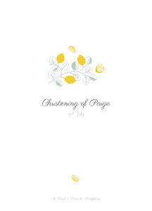 Christening Order of Service Booklets Citrons Yellow