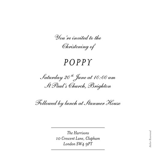 Christening Invitations Lovely Linen Blue - Back Christening Invitations Lovely Linen Blue - Back