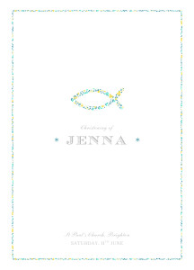 Christening Order of Service Booklets Liberty fish yellow green Christening Order of Service Booklets Liberty fish yellow green