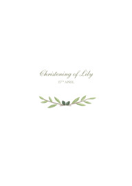 Christening Order of Service Booklets Cover Olive Branch White
