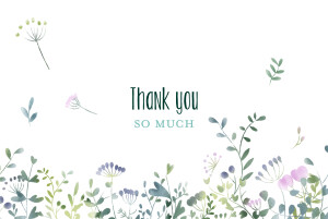 Wedding Thank You Cards Watercolour Meadow Photo Pink