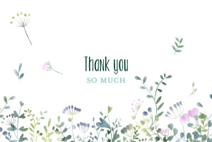 Wedding Thank You Cards Watercolour Meadow Pink