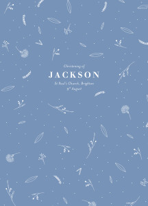 Christening Order of Service Booklets Elegant foliage blue Christening Order of Service Booklets Elegant foliage blue