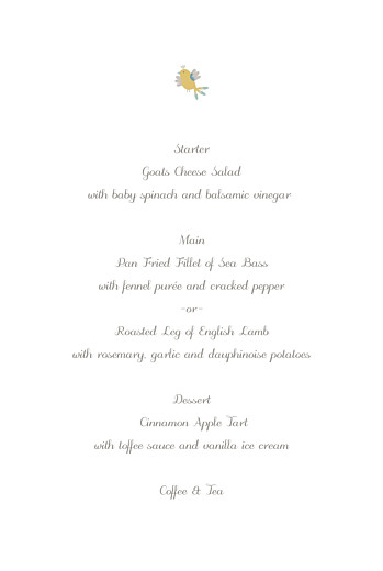 Christening Menus Birds Of A Feather Green - Page 3 Christening Menus Birds Of A Feather Green - Page 3