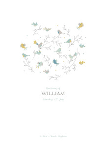 Christening Order of Service Booklets Birds Of A Feather Green