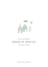Christening Order of Service Booklets Cover Village Chapel Blue