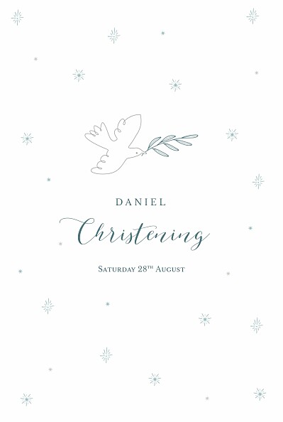 Christening Menus Delicate dove blue finition Christening Menus Delicate dove blue finition