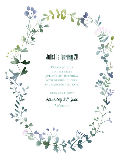 Birthday Invitations Watercolour meadow blue finition Birthday Invitations Watercolour meadow blue finition