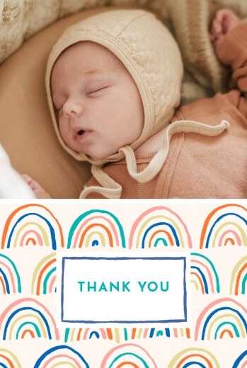 Baby Thank You Cards Rainbow (2 photos) blue Baby Thank You Cards Rainbow (2 photos) blue