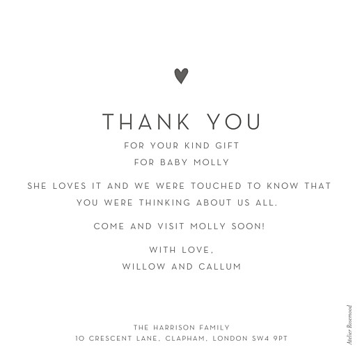 Baby Thank You Cards Lovely heart (large) gray - Page 2 Baby Thank You Cards Lovely heart (large) gray - Page 2