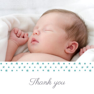 Baby Thank You Cards Starry Ribbon (Large) Blue