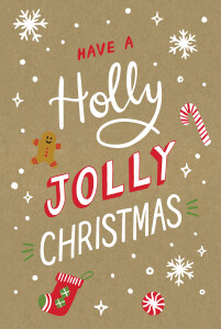 Christmas Cards 2022 Holly Jolly Christmas Kraft