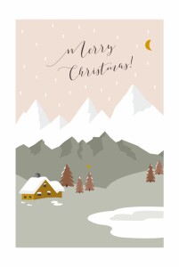 Christmas Cards Charming Chalet HC Pink