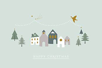 Winter village hc green christmas cards Winter village hc green christmas cards