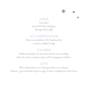 Guest Information Cards Winter Promise White