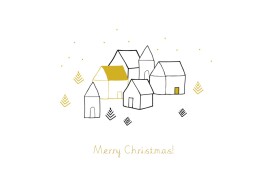 Christmas Cards Scandinavian Village Yellow