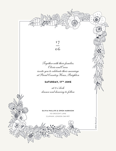 Wedding Invitations Secret Garden White - Back
