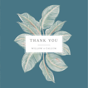 Wedding Thank You Cards Calathea (4 Pages) Blue
