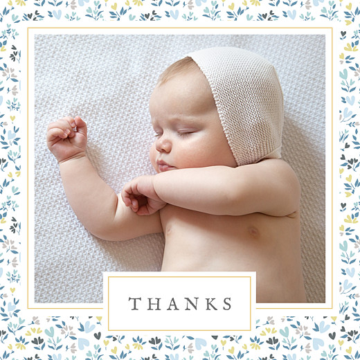 Baby Thank You Cards Liberty heart (large) blue Baby Thank You Cards Liberty heart (large) blue