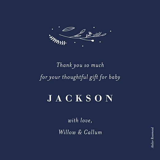 Baby Thank You Cards Elegant foliage mini (foil) dark blue - Page 2