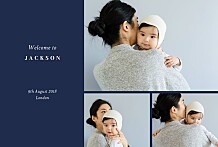 Baby Announcements Elegant foliage 3 photos (foil) dark blue Baby Announcements Elegant foliage 3 photos (foil) dark blue
