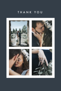 Wedding Thank You Cards Magic moments 4 photos (foil) blue Wedding Thank You Cards Magic moments 4 photos (foil) blue