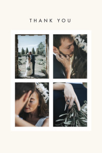 Wedding Thank You Cards Magic moments 4 photos (foil) beige Wedding Thank You Cards Magic moments 4 photos (foil) beige