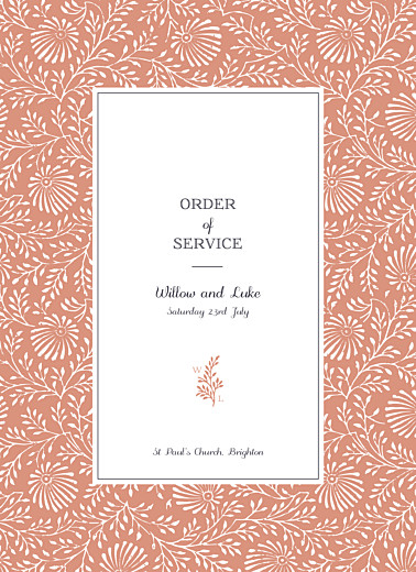Wedding Order of Service Booklets Idyllic Coral - Page 1
