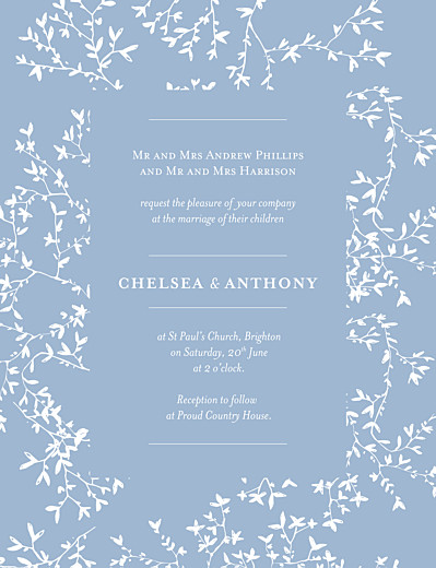 Wedding Invitations Reflections Portrait Blue - Front