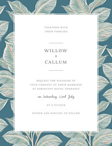 Calathea portrait blue vintage wedding invitations Calathea portrait blue vintage wedding invitations