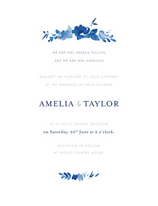 English garden portrait blue wedding invitations English garden portrait blue wedding invitations
