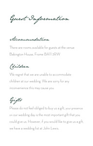 Eucalyptus white guest information cards Eucalyptus white guest information cards