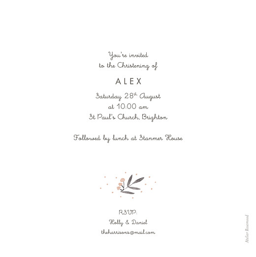 Christening Invitations Jubilation Pink - Back Christening Invitations Jubilation Pink - Back