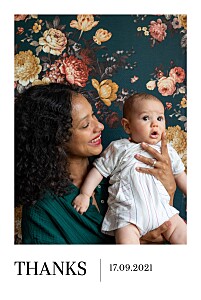 Modern photo portrait white modern baby thank you cards Modern photo portrait white modern baby thank you cards