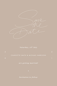 Thread beige save the date cards Thread beige save the date cards