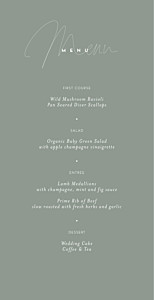 Thread green wedding menus Thread green wedding menus