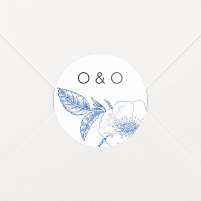 Engraved chic blue wedding stickers Engraved chic blue wedding stickers