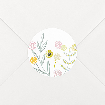 Rustic floral white christening stickers Rustic floral white christening stickers