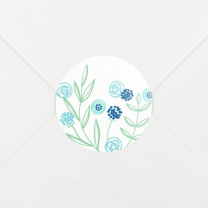 Christening Stickers Rustic Floral Blue