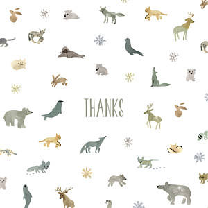 Tundra (4 pages) white autumn baby thank you cards Tundra (4 pages) white autumn baby thank you cards