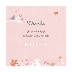 Baby Thank You Cards Enchanted Forest Rose