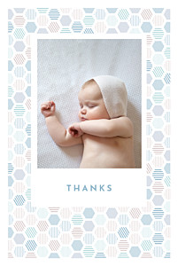 Hexagon (4 pages) blue autumn baby thank you cards Hexagon (4 pages) blue autumn baby thank you cards