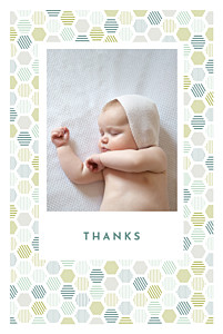 Hexagon (4 pages) green grey baby thank you cards Hexagon (4 pages) green grey baby thank you cards