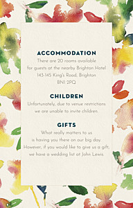 Bloom beige floral guest information cards Bloom beige floral guest information cards