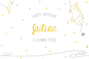 Kids Party Invitations Cat and mouse yellow Kids Party Invitations Cat and mouse yellow