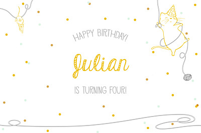 Kids Party Invitations Cat and mouse yellow finition Kids Party Invitations Cat and mouse yellow finition