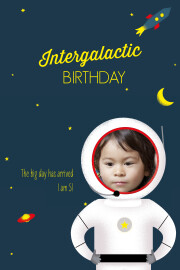 Kids Party Invitations Astronaut Yellow