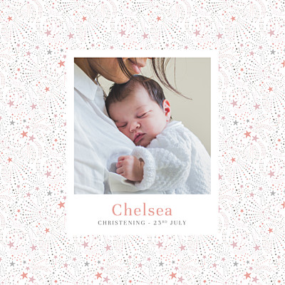 Christening Invitations Liberty stars pink finition Christening Invitations Liberty stars pink finition