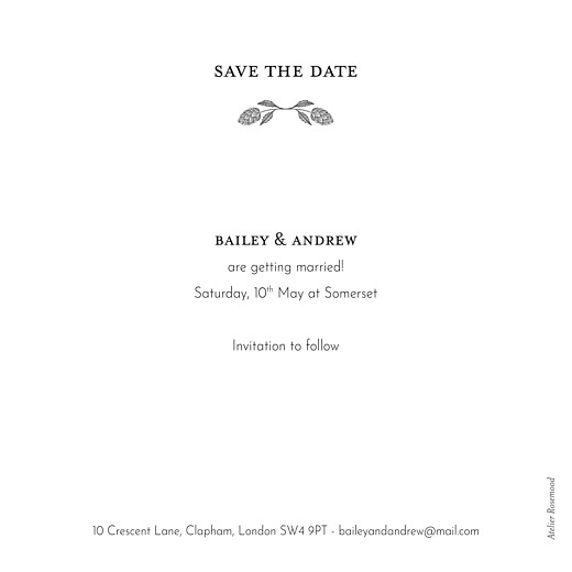 Save The Dates Springs Eternal Green - Back Save The Dates Springs Eternal Green - Back
