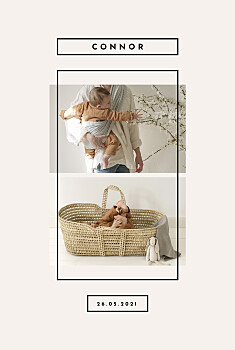 Minimalist frame portrait chalk baby announcements Minimalist frame portrait chalk baby announcements